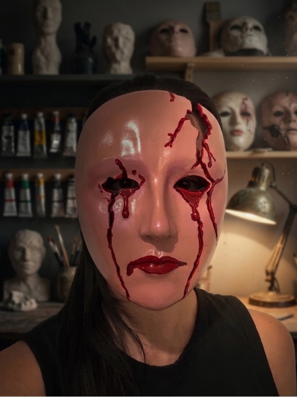 Pink Bloody Horror Face Mask - Halloween - Cosplay